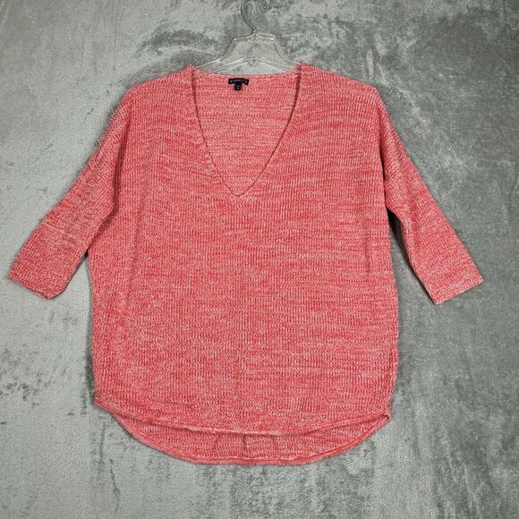 Express Sweater Womens Medium Red White Marled‎ Chunky Oversized Preppy Comfy - Picture 2 of 8